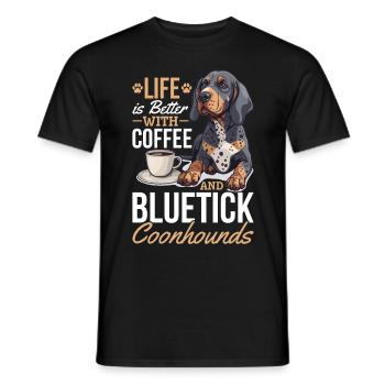 Bluetick Coonhound Dog Life is Better with Coffee - Männer T-Shirt - Schwarz - Vorne - AI Model Male 178 light (178cm)