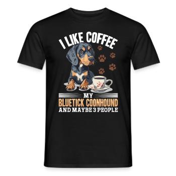 Bluetick Coonhound race de chien J’aime le café mon - T-shirt homme - noir - Devant - AI Model Male 178 light (178cm)