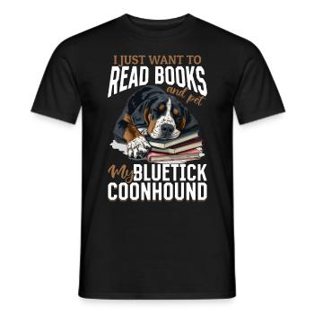 Bluetick Coonhound chien je veux juste lire des livres - T-shirt homme - noir - Devant - AI Model Male 178 light (178cm)