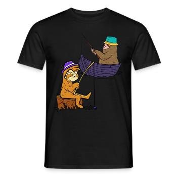 Sloths Angler Fishing Fish Fishing Rod Boat Child - Men's T-Shirt - black - Front - AI Model Male 178 light (178cm)