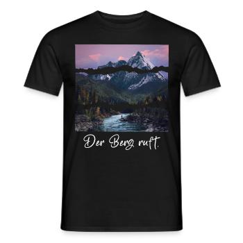 the mountain is calling - Men's T-Shirt - black - Front - AI Model Male 178 light (178cm)