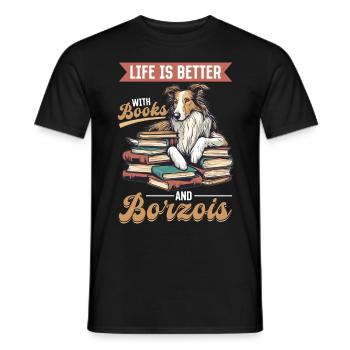La vie des races de chiens est meilleure avec les livres et les barzoïs - T-shirt homme - noir - Devant - AI Model Male 178 light (178cm)