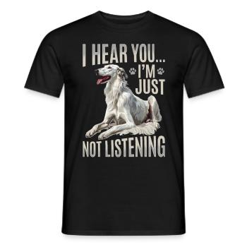 Race de chien barzoï Je t’entends Je n’écoute tout simplement pas - T-shirt homme - noir - Devant - AI Model Male 178 light (178cm)