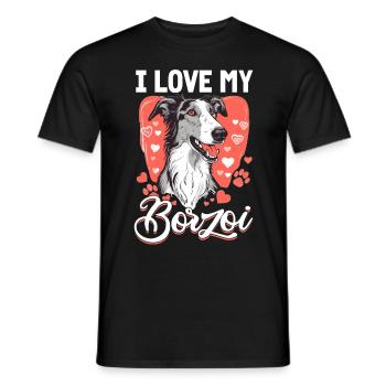 Borzoi Dog Breed I Love my Borzoi - Men's T-Shirt - black - Front - AI Model Male 178 light (178cm)