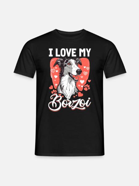 Borzoi Dog Breed I Love my Borzoi - Männer T-Shirt - Schwarz