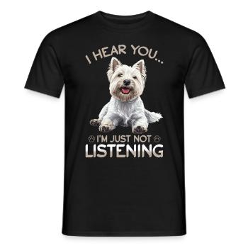 West Highland White Terrier Westie Race de chien - T-shirt homme - noir - Devant - AI Model Male 178 light (178cm)