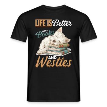 West Highland White Terrier Westie Race de chien - T-shirt homme - noir - Devant - AI Model Male 178 light (178cm)