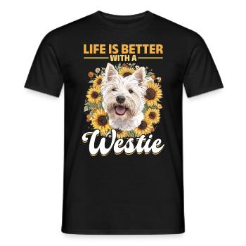 West Highland White Terrier Westie Race de chien - T-shirt homme - noir - Devant - AI Model Male 178 light (178cm)