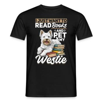 West Highland White Terrier Westie chien race livres - T-shirt homme - noir - Devant - AI Model Male 178 light (178cm)