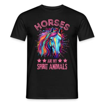 Buntes Pferd Farbkleckse Farbspritzer - Männer T-Shirt - Schwarz - Vorne - AI Model Male 178 light (178cm)