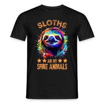 Buntes Faultier Farbkleckse Farbspritzer - Männer T-Shirt - Schwarz - Vorne - AI Model Male 178 light (178cm)