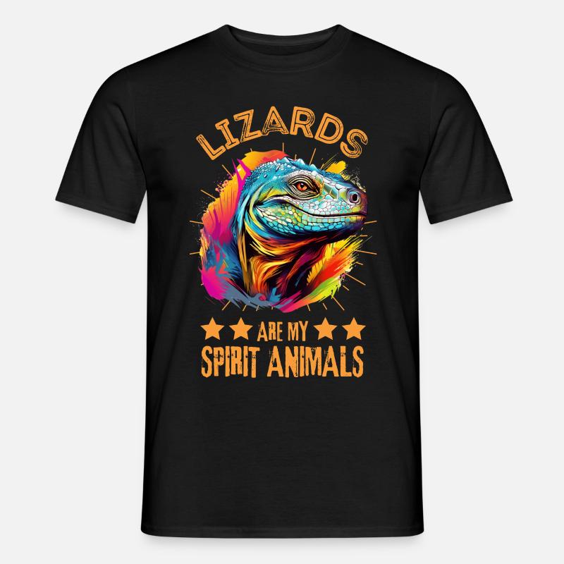 Bunter Komodowaran Farbkleckse Farbspritzer - Männer T-Shirt - Schwarz