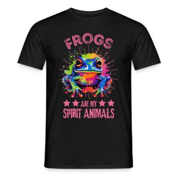 Bunter Frosch Farbkleckse Farbspritzer - Männer T-Shirt - Schwarz - Vorne - AI Model Male 178 light (178cm)