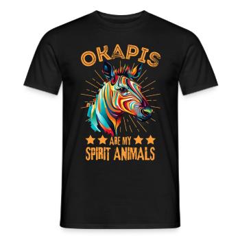 Buntes Okapi Farbkleckse Farbspritzer - Männer T-Shirt - Schwarz - Vorne - AI Model Male 178 light (178cm)