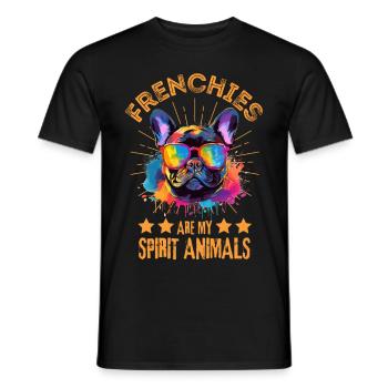 Lunettes de soleil bouledogue français colorées - T-shirt homme - noir - Devant - AI Model Male 178 light (178cm)