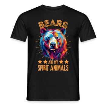 Colorful bear paint blobs paint splashes - Men's T-Shirt - black - Front - AI Model Male 178 light (178cm)