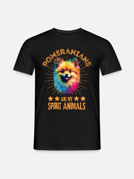 Bunter Zwergspitz Farbkleckse Farbspritzer - Männer T-Shirt - Schwarz