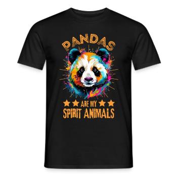 Bunter Panda Farbkleckse Farbspritzer - Männer T-Shirt - Schwarz - Vorne - AI Model Male 178 light (178cm)