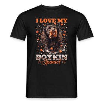 Boykin Spaniel race de chien J’aime mon épagneul Boykin - T-shirt homme - noir - Devant - AI Model Male 178 light (178cm)