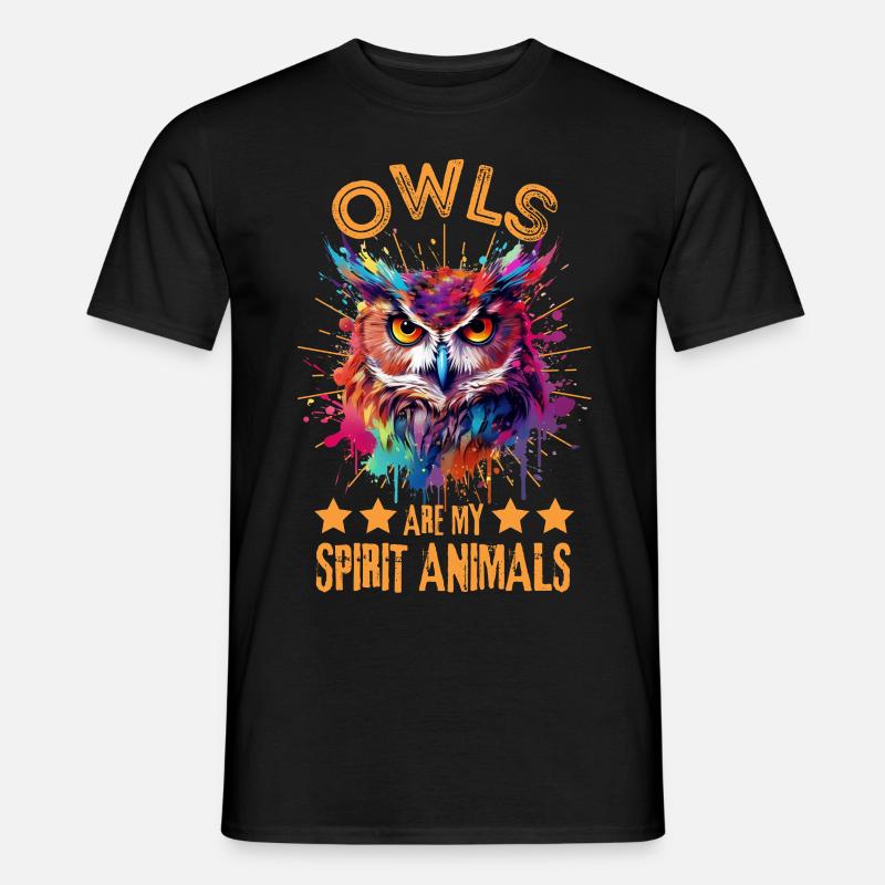 Bunte Eule - Männer T-Shirt - Schwarz