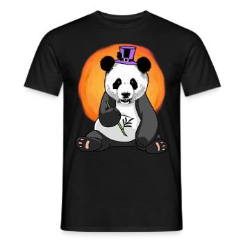 Asia Panda Bear Hat Wildlife Kids China - Men's T-Shirt - black - Front - AI Model Male 178 light (178cm)