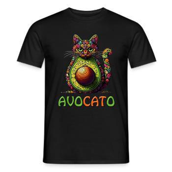AVOCATO EINE LUSTIGE BUNTE FUSION AUS KATZE UND AVOCADO - Männer T-Shirt - Schwarz - Vorne - AI Model Male 178 light (178cm)