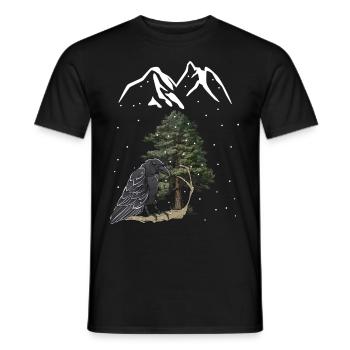 Berge Gebirge Winter Schnee Rabe Krähe Vogel - Männer T-Shirt - Schwarz - Vorne - AI Model Male 178 light (178cm)