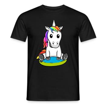 Einhorn Fabelwesen Schwimmreifen Schwimmer Kind - Männer T-Shirt - Schwarz - Vorne - AI Model Male 178 light (178cm)