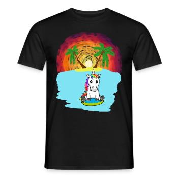 Einhorn Südsee Urlaub Ozean Insel Seenot Meer See - Männer T-Shirt - Schwarz - Vorne - AI Model Male 178 light (178cm)