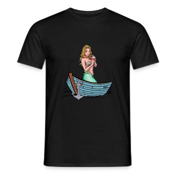 Nixe maritim Meerjungfrau Boot Fabelwesen Märchen - Männer T-Shirt - Schwarz - Vorne - AI Model Male 178 light (178cm)