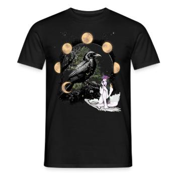 Rabe Mädchen Fantasy Dark Mond Natur Okkult - Männer T-Shirt - Schwarz - Vorne - AI Model Male 178 light (178cm)
