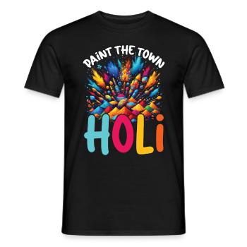 Happy Holi Greetings Hinduism Indian Festival - Men's T-Shirt - black - Front - AI Model Male 178 light (178cm)