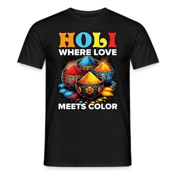 Happy Holi Greetings Hinduism Indian Festival - Men's T-Shirt - black - Front - AI Model Male 178 light (178cm)