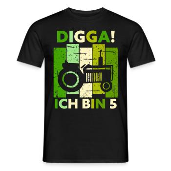 5th Birthday Boy Tractor Gift Farmer - Men's T-Shirt - black - Front - AI Model Male 178 light (178cm)