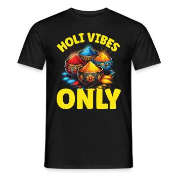 Happy Holi Greetings Hinduism Indian Festival - Men's T-Shirt - black - Front - AI Model Male 178 light (178cm)