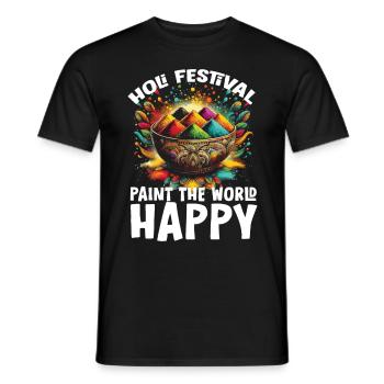 Happy Holi Greetings Hinduism Indian Festival - Men's T-Shirt - black - Front - AI Model Male 178 light (178cm)