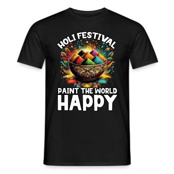 Happy Holi Greetings Hinduism Indian Festival - Men's T-Shirt - black - Front - AI Model Male 178 light (178cm)