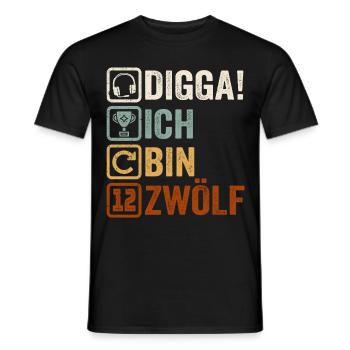 12th Birthday Gift 12th Gamer Gamer Saying - Men's T-Shirt - black - Front - AI Model Male 178 light (178cm)