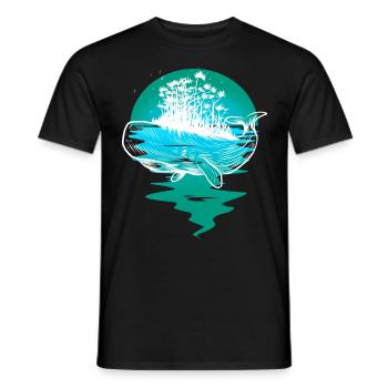 whale, ocean, fish, fish, marine mammals - Men's T-Shirt - black - Front - AI Model Male 178 light (178cm)