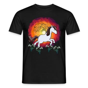 Pony Sun Snowdrop Flowers Spring Horse - Men's T-Shirt - black - Front - AI Model Male 178 light (178cm)
