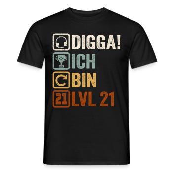 21st Birthday Gift 21st Gamer Gamer Saying - Men's T-Shirt - black - Front - AI Model Male 178 light (178cm)
