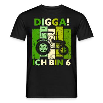 6th Birthday Boy Tractor Gift Farmer - Men's T-Shirt - black - Front - AI Model Male 178 light (178cm)