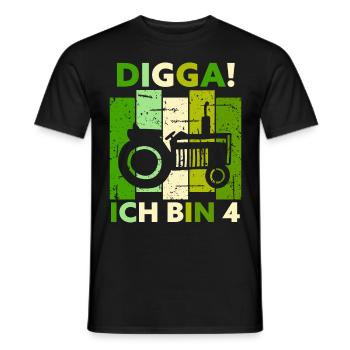 4th Birthday Boy Tractor Gift Farmer - Men's T-Shirt - black - Front - AI Model Male 178 light (178cm)