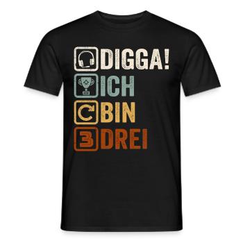 3rd Birthday Gift 3rd Gamer Gamer Saying - Men's T-Shirt - black - Front - AI Model Male 178 light (178cm)