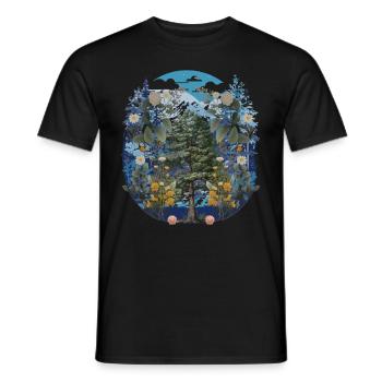 Flora, Botany, Nature, Wilderness, Forest, Spring, Climate - Men's T-Shirt - black - Front - AI Model Male 178 light (178cm)