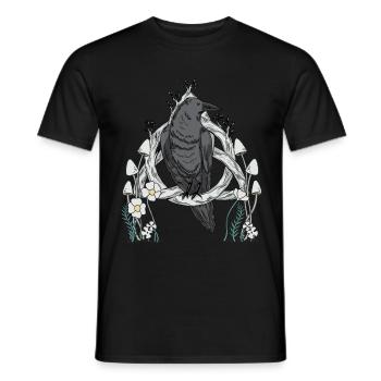 Forest Animals Bird Raven Flowers Nature Crow Dark - Men's T-Shirt - black - Front - AI Model Male 178 light (178cm)