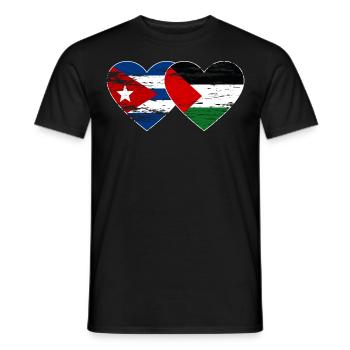 Cuba Palestine drapeau coeur utilisé - T-shirt homme - noir - Devant - AI Model Male 178 light (178cm)