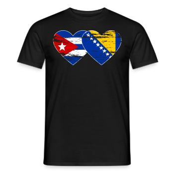 Kuba Bosnien Flagge Herz used - Männer T-Shirt - Schwarz - Vorne - AI Model Male 178 light (178cm)
