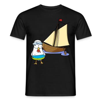 kippen, zeelieden, boot, zee, meer, zeilboot, ahoy, kind - Heren T-shirt - zwart - Voor - AI Model Male 178 light (178cm)
