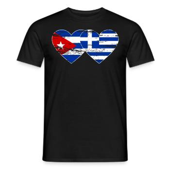 Cuba Grèce Drapeau Coeur Utilisé - T-shirt homme - noir - Devant - AI Model Male 178 light (178cm)